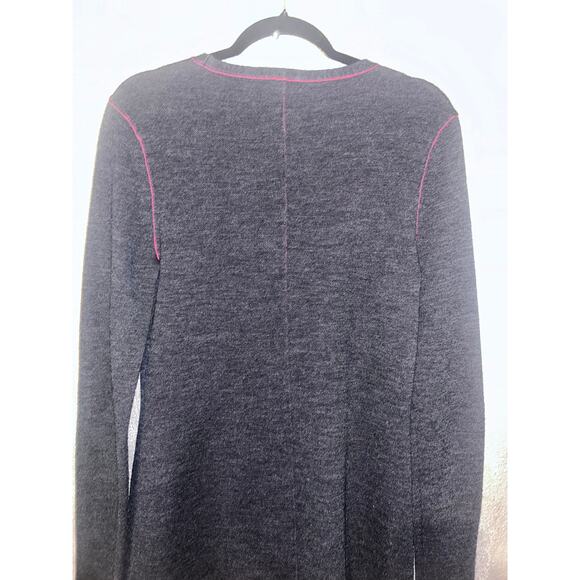 Rag & Bone Andee Sweater Dress Medium Gray Red Merino Wool Cotton Stretch Casual - Picture 10 of 13